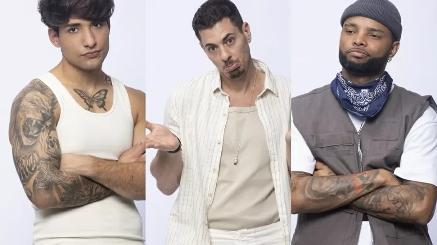 Na foto: Cauê Fantin, Sacha Bali e Zaac, respectivamente/foto: Reprodução/PlayPlus