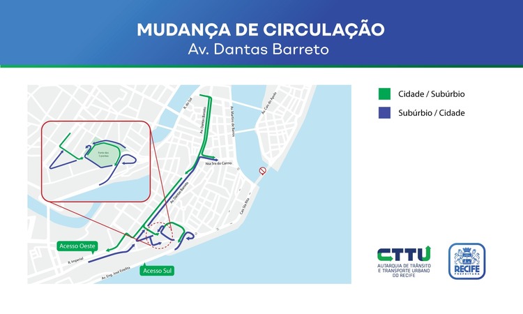 Os condutores também poderão acessar a Avenida Dantas Barreto a partir da Praça da República