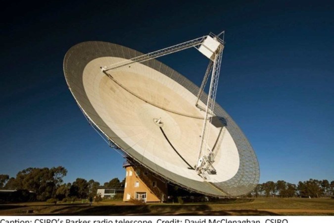 /O sinal captado pelo radiotelescópio Parkes é conhecido como BLC-1 - (crédito: Divulgação/David McClenaghan/CSIRO)