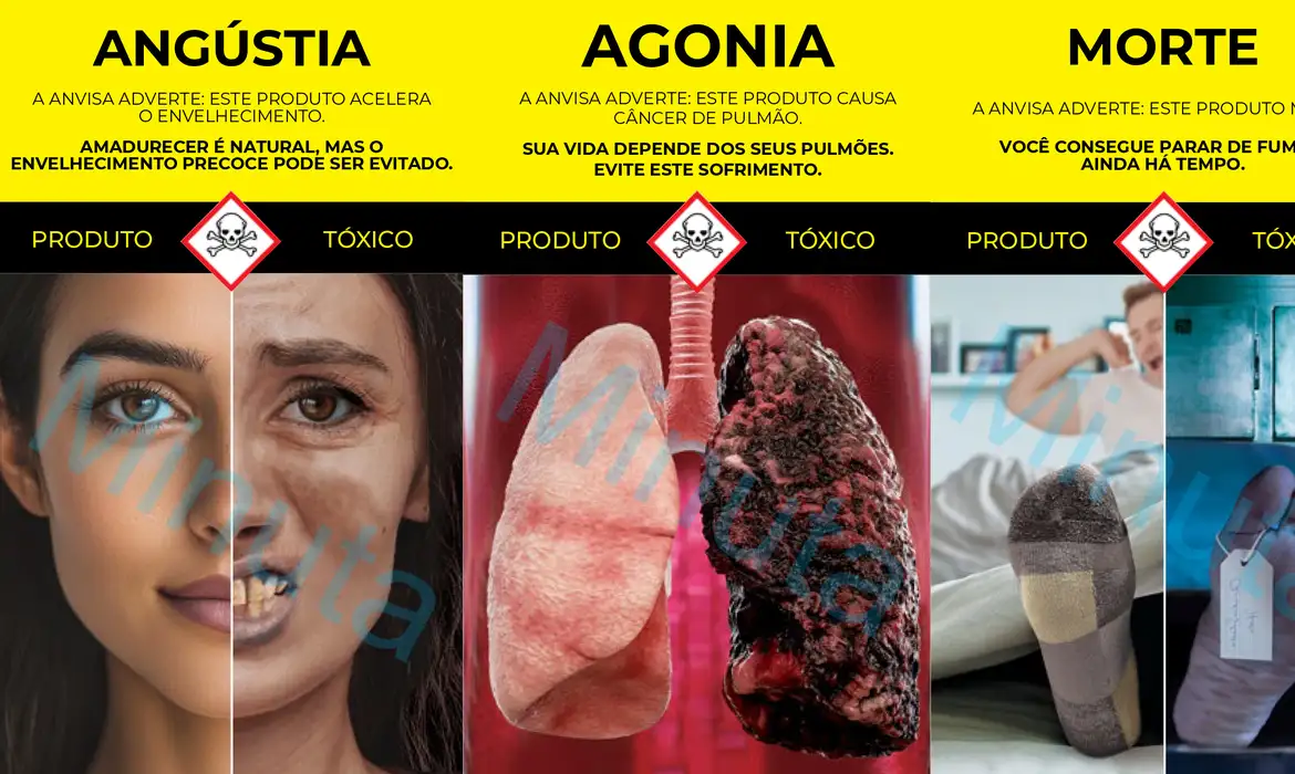 Imagens trazem textos de alerta sobre riscos à saúde/foto: ANVISA/DIVULGAÇÃO Imagens trazem textos de alerta sobre riscos à saúde/foto: ANVISA/DIVULGAÇÃO