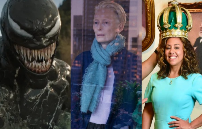 /'Venom; A última rodada', 'O quarto ao lado' e 'Caindo na real', da esquerda para a direita. Divulgação