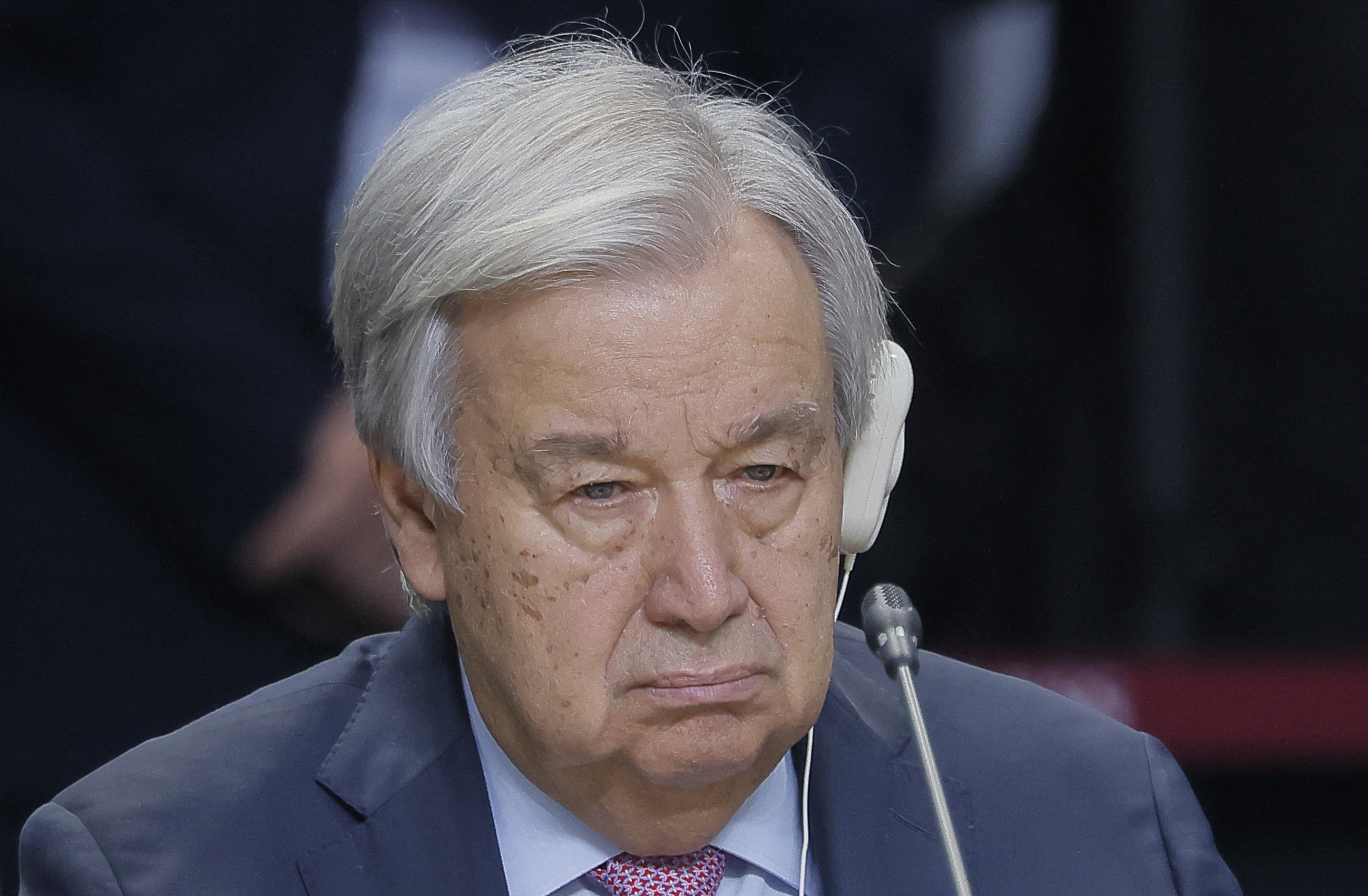 O secretário-geral da ONU, Antonio Guterres, participa de uma sessão plenária na cúpula do BRICS/Foto: Maxim Shemetov / POOL / AFP
