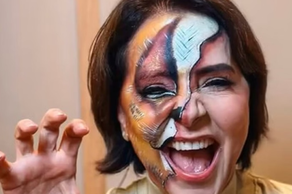 Ela publicou um vídeo com uma pintura facial de leoa/Crédito: Reprodução