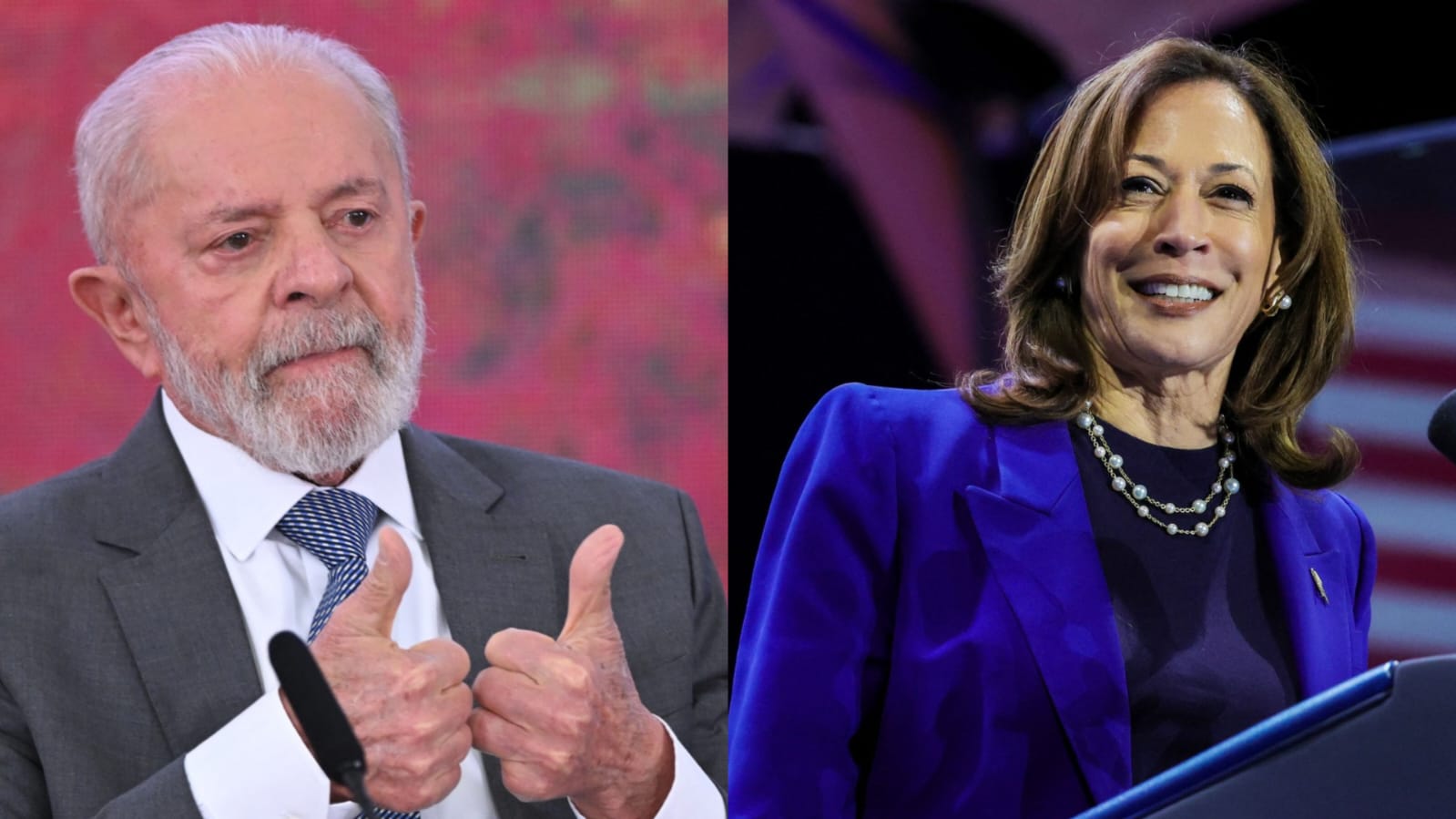 Declaração de apoio à democrata ocorreu durante entrevista ao canal francês TF1/foto: EVARISTO SA / AFP e Ethan Miller / GETTY IMAGES NORTH AMERICA / Getty Images via AFP Declaração de apoio à democrata ocorreu durante entrevista ao canal francês TF1/foto: EVARISTO SA / AFP e Ethan Miller / GETTY IMAGES NORTH AMERICA / Getty Images via AFP