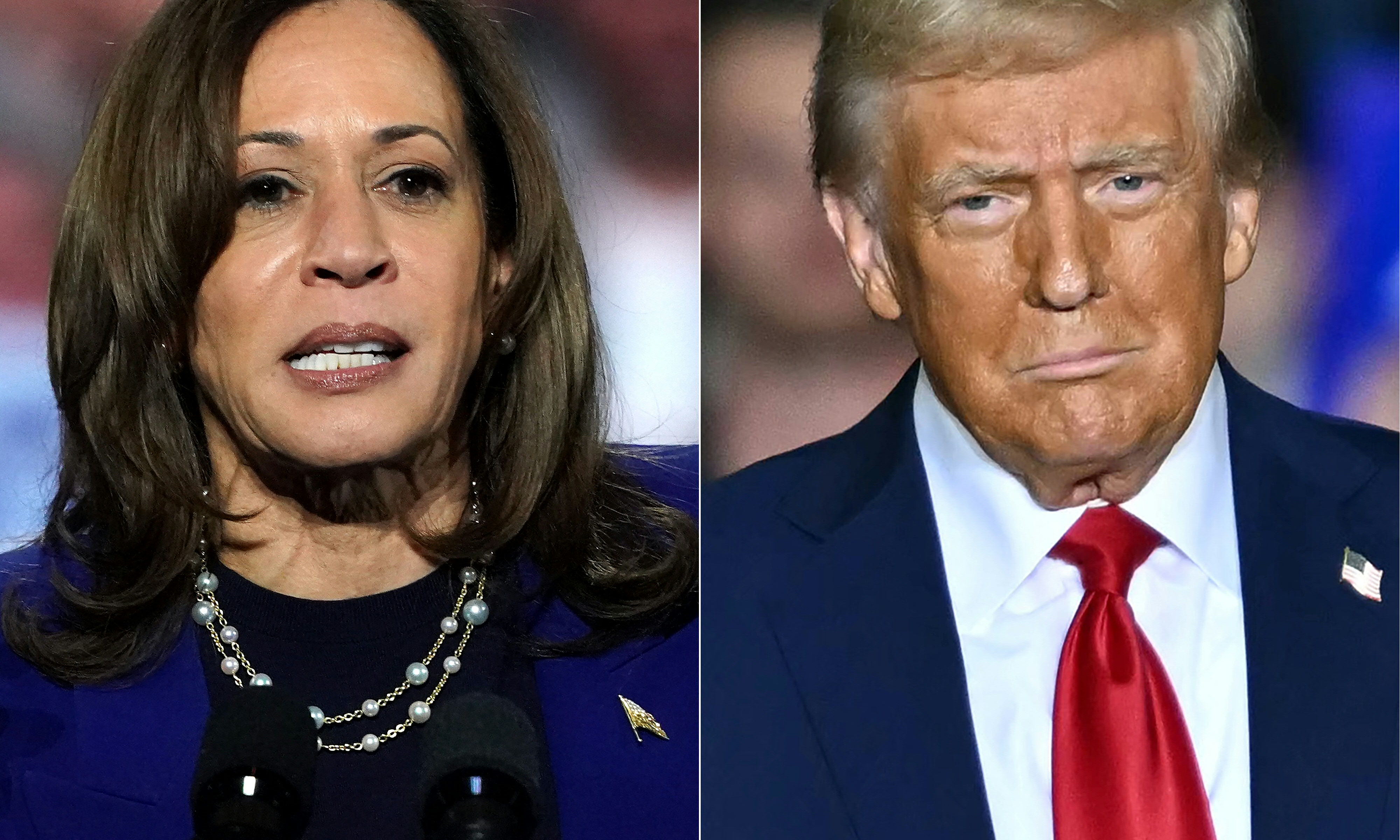 Kamala e Trump seguem empatados nas pesquisas de intenção de voto/foto: ANGELA WEISS, LOREN ELLIOTT / AFP Kamala e Trump seguem empatados nas pesquisas de intenção de voto/foto: ANGELA WEISS, LOREN ELLIOTT / AFP