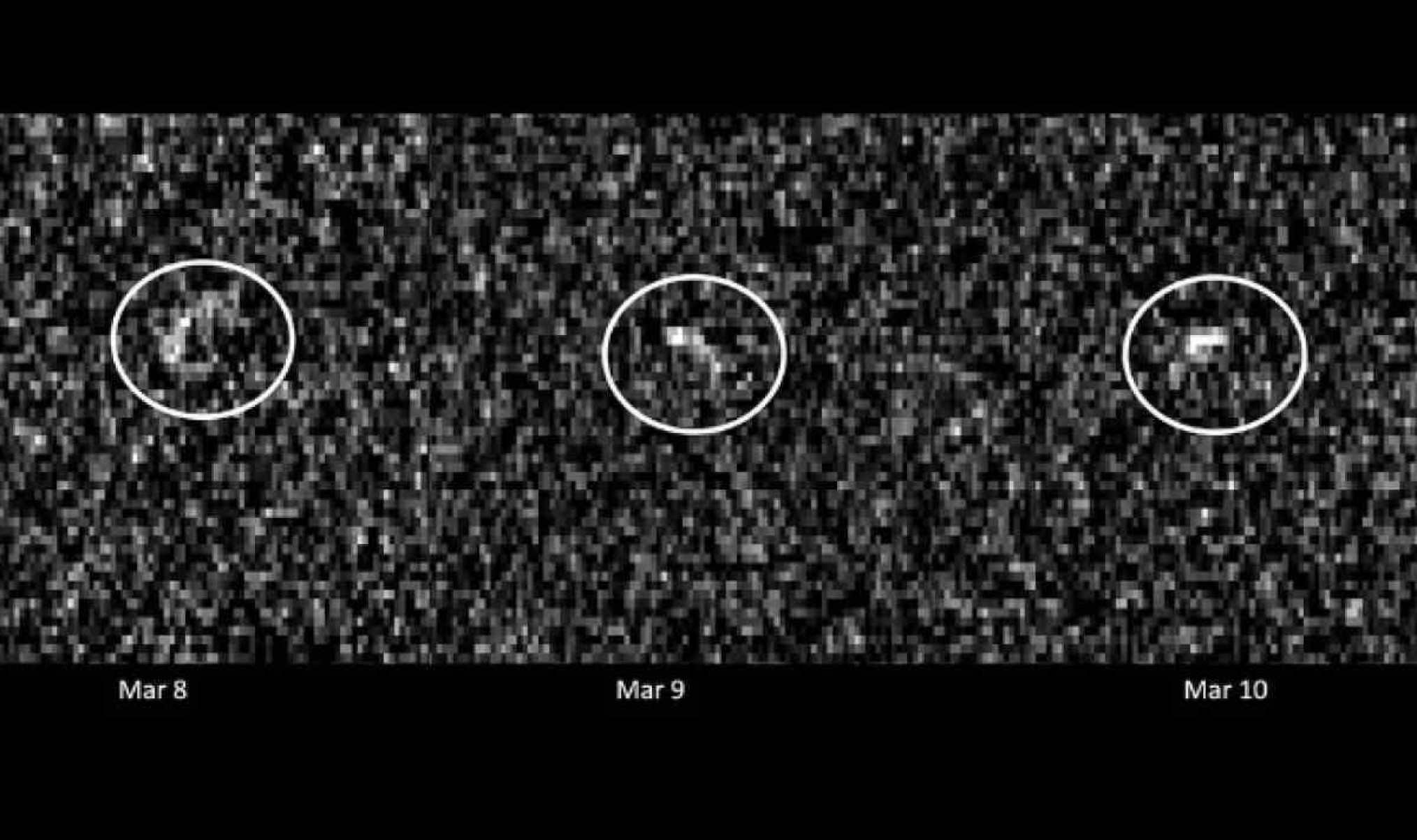 Imagens do asteroide Apophis registradas por antenas de rádio quando estava a 17 milhões de quilômetros de distância