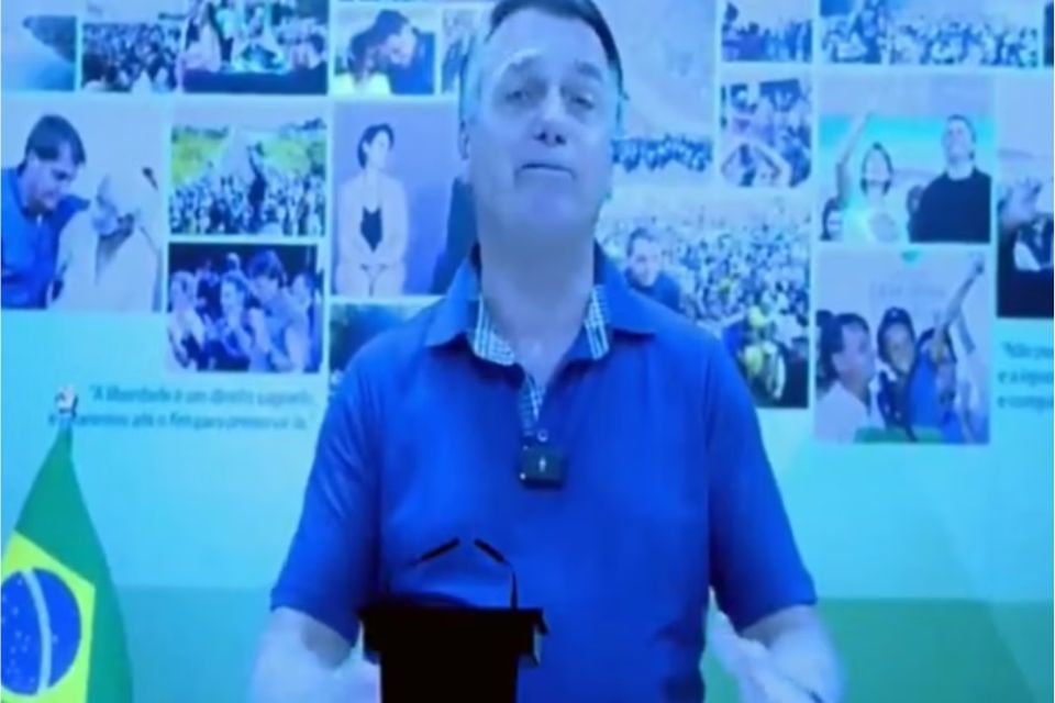 A fala do ex-presidente ocorreu na abertura da Conferência Conservadora de Ação Política (Cpac) via vídeochamada/Crédito: Reprodução A fala do ex-presidente ocorreu na abertura da Conferência Conservadora de Ação Política (Cpac) via vídeochamada/Crédito: Reprodução