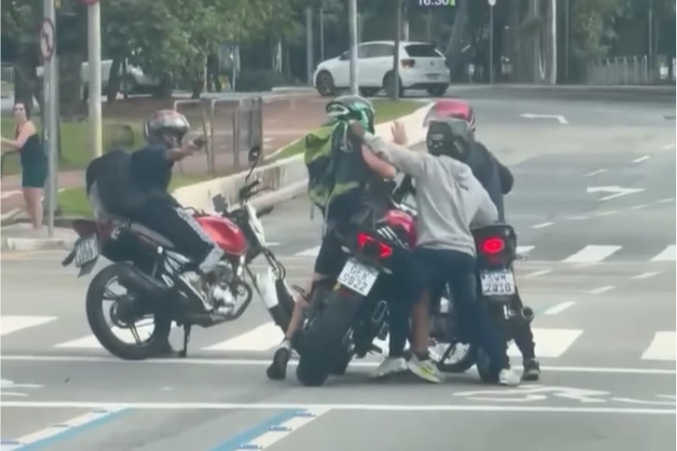 Uma testemunha que estava em um veículo na avenida flagrou a ação/Crédito: Reprodução / Redes Sociais