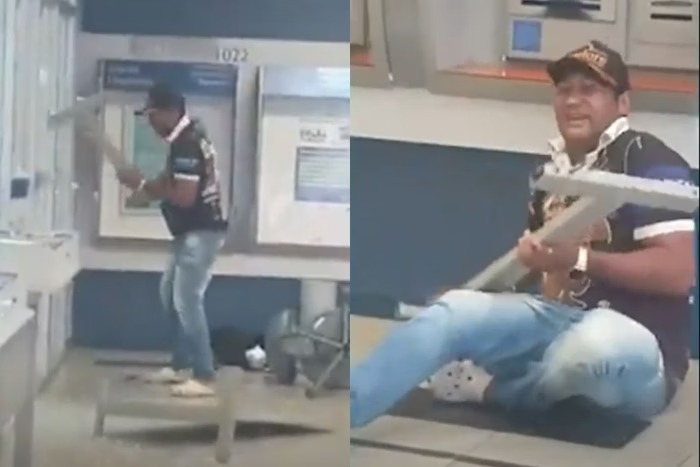 O banco estava em funcionamento e havia muitos clientes no local, que resgistraram o momento/foto: Reprodu&ccedil;&atilde;o/ Redes sociais