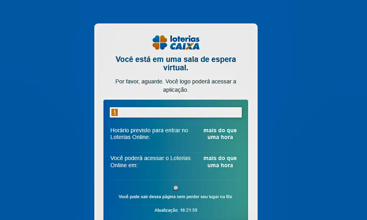 Clientes enfrentam fila on-line para realização de apostas/foto: Captura de tela