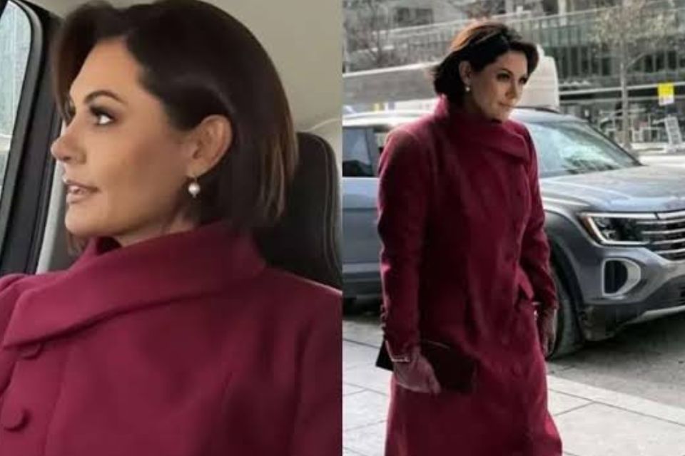 Michele usou um vestido vermelho bordô em homenagem à bandeira dos EUA