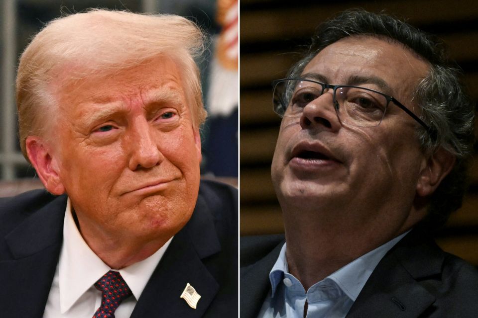 O presidente dos EUA, Donald Trump, e o presidente colombiano, Gustavo Petro/Foto: Jim WATSON e Yuri CORTEZ/AFP