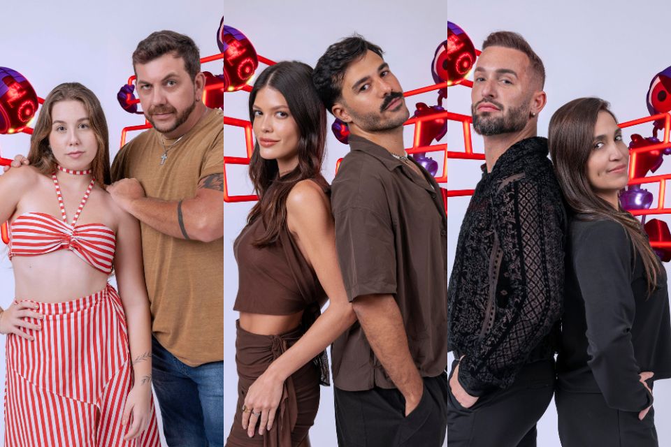 Edilberto e Raissa, Vitória Strada e Mateus e Diego e Daniele Hypolito estão no Paredão/Foto: Fábio Rocha/Globo Edilberto e Raissa, Vitória Strada e Mateus e Diego e Daniele Hypolito estão no Paredão/Foto: Fábio Rocha/Globo