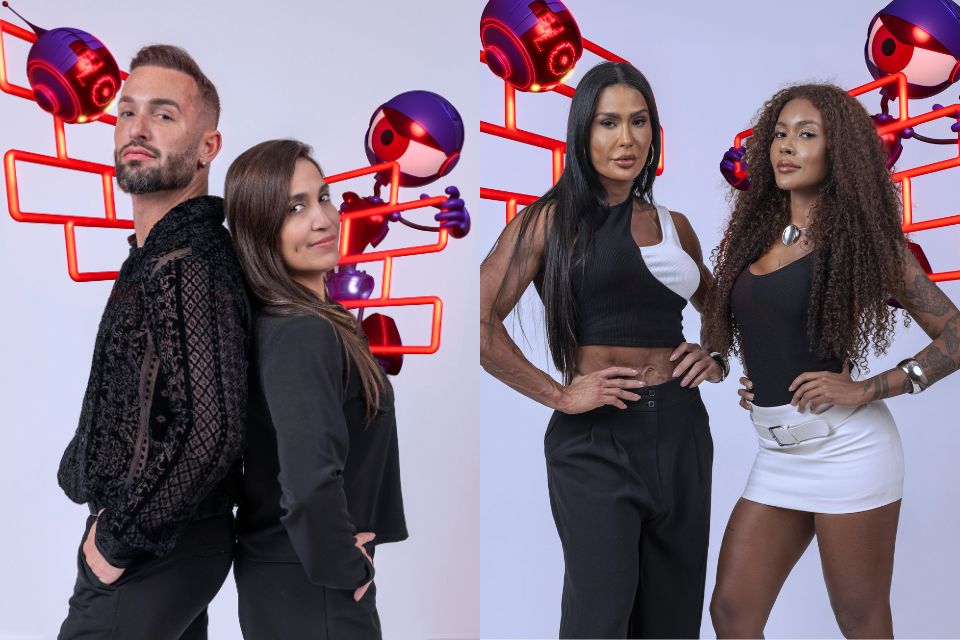 Diego e Daniele Hypolito (irmãos) e Gracyanne e Giovanna Barbosa (irmãs) formam o terceiro Paredão do BBB 25/Foto: Fábio Rocha/Globo Diego e Daniele Hypolito (irmãos) e Gracyanne e Giovanna Barbosa (irmãs) formam o terceiro Paredão do BBB 25/Foto: Fábio Rocha/Globo