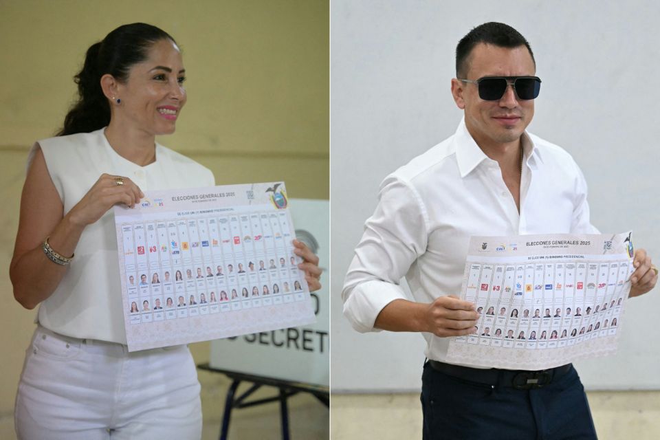 Luisa Gonz&aacute;lez e Daniel Noboa/Fotos: Rodrigo BUENDIA and Marvin RECINOS/AFP