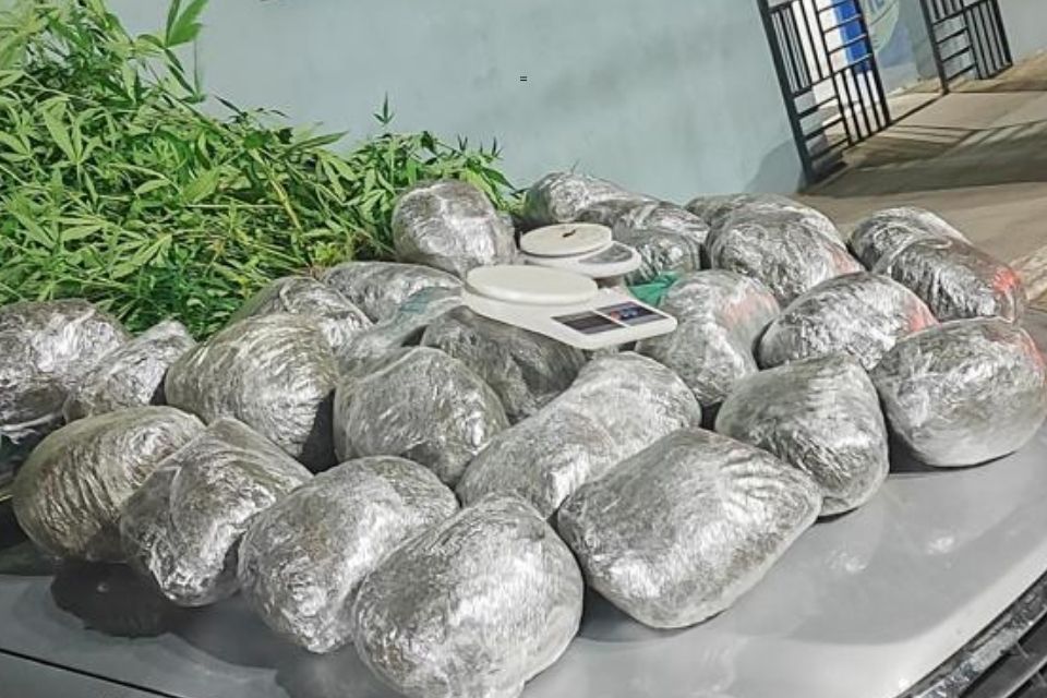 Policiais localizaram no banco traseiro do ve&iacute;culo um saco contendo aproximadamente 10,5 quilos de maconha/Foto: Divulga&ccedil;&atilde;o/PCPE