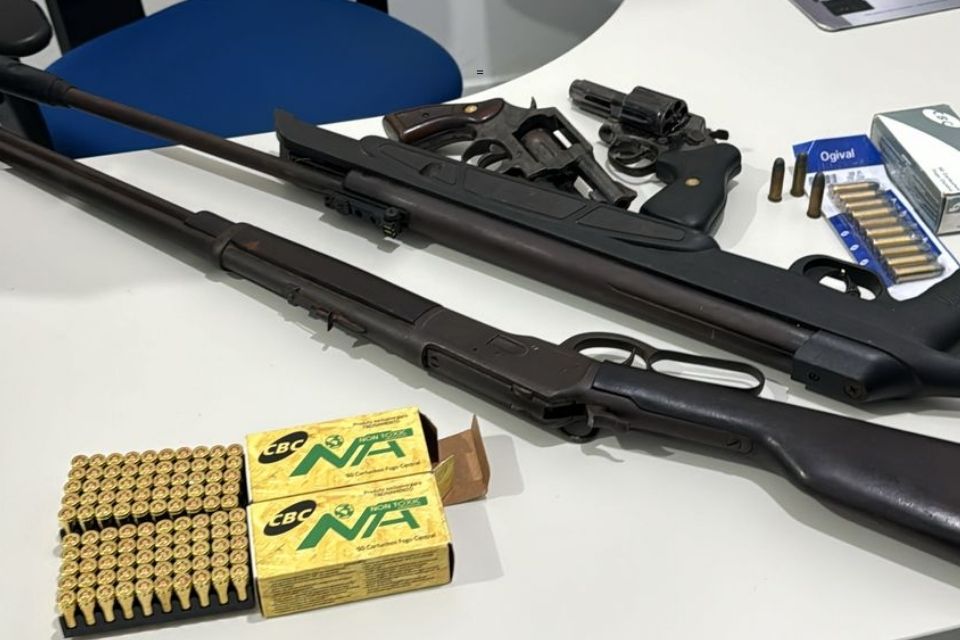 Foram apreendidas armas e 100 munições/Foto: Divulgação/PCPE