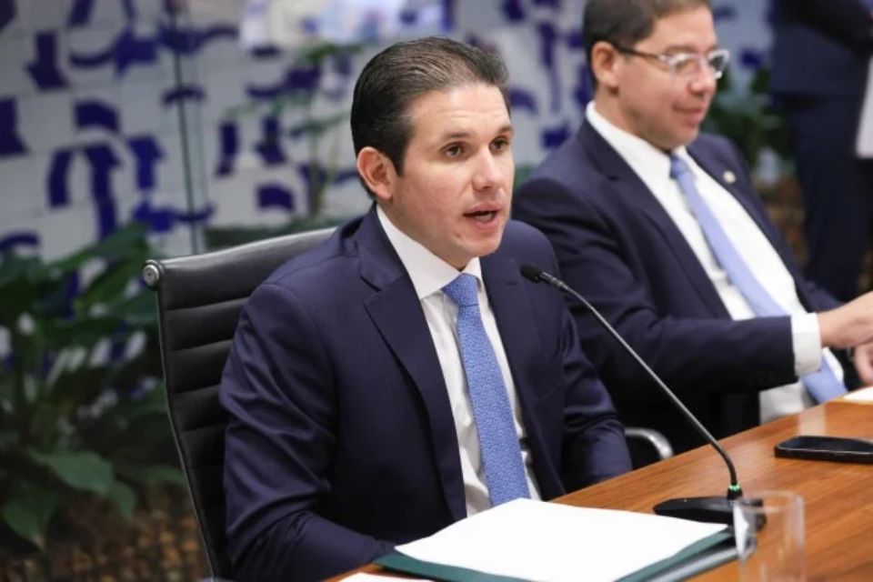 O presidente da Câmara, Hugo Motta (Republicanos-PB), durante reunião de líderes em 3 de abril de 2025/Crédito: Marina Ramos/Câmara dos Deputados