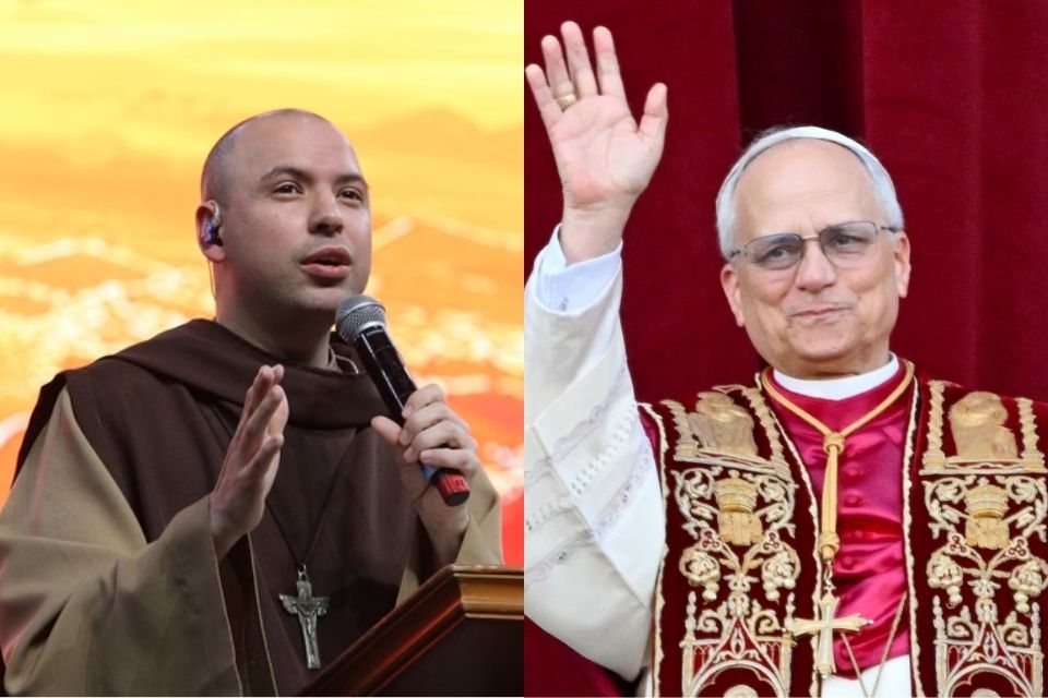 O frei comemorou a escolha do novo papa nas redes sociais/foto: Caio Lima/Imagens cedidas ao Metrópoles e  ALBERTO PIZZOLI/AFP