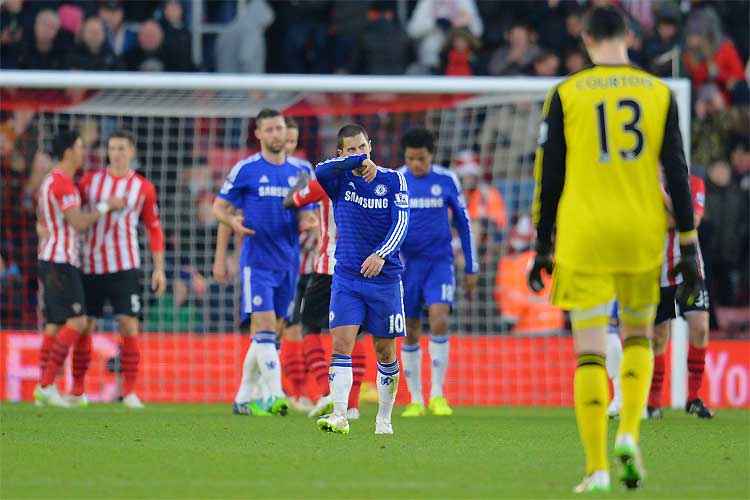 Eden Hazard marcou gol do empate, mas Chelsea não conseguiu a virada contra Southampton