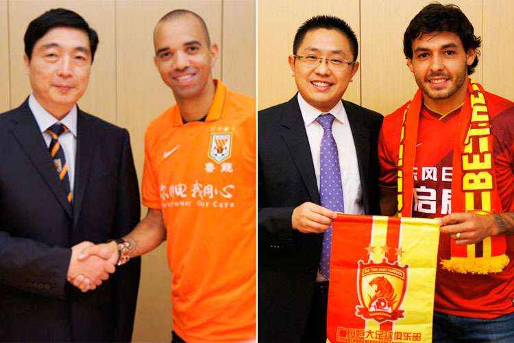 Tardelli (D) foi contratado pelo Shandong Luneng e Ricardo Goulart (E) atuará no Guangzhou Evergrande