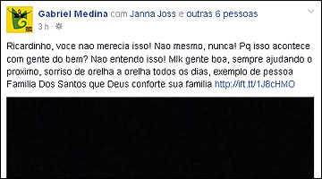 Medina publicou mensagem de luto