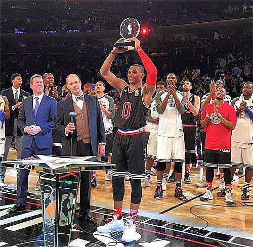 Armador Russell Westbrook marcou 41 pontos e foi eleito o MVP