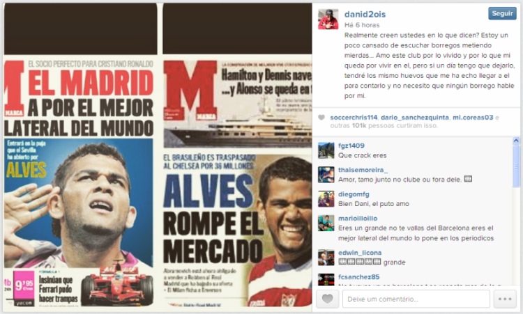 Daniel Alves publicou capas antigas do jornal Marca e botou em cheque credibilidade do jornal