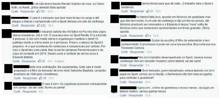 A parte da torcida favorável à contratação de Eduardo deu respaldo por conta da boa campanha no Sport