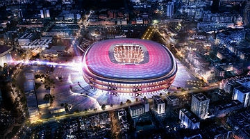 Imagem do projeto do novo Camp Nou; reformas começam na próxima temporada