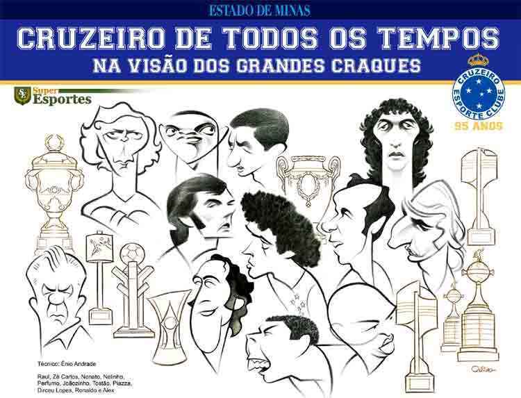 Clique na imagem e copie para seu computador em tamanho grande a caricatura dos craques do Cruzeiro