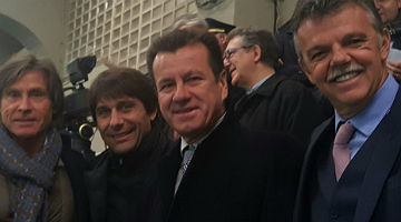 Dunga e Gilmar assistiram ao jogo da Inter com técnico da Seleção Italiana, Antonio Conte