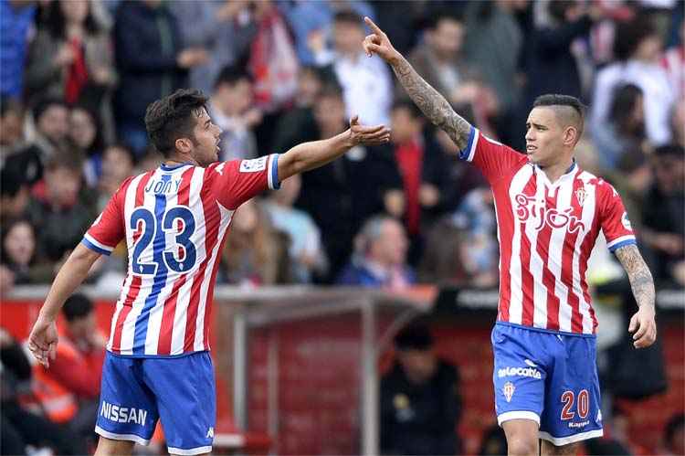 Paraguaio Sanabria marcou o primeiro gol do Gijón e abriu caminho para a virada sobre o Atlético