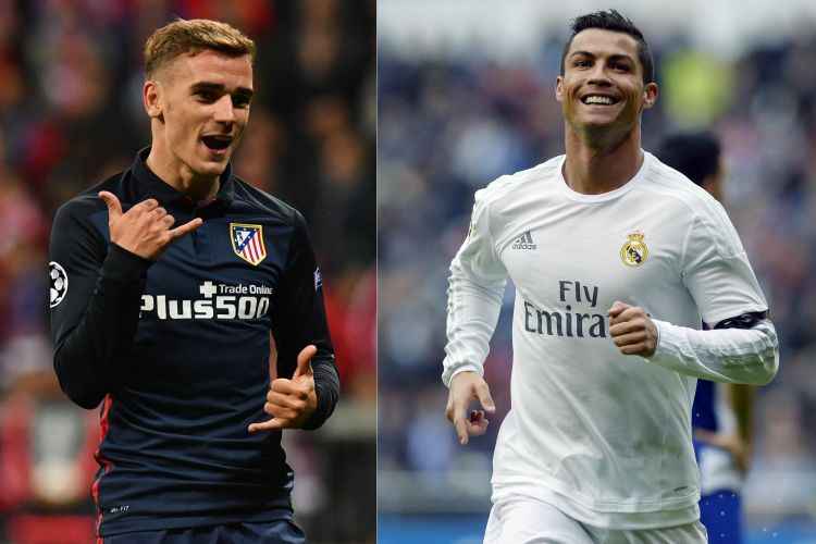 O francês Antoine Griezmann (Atlético) e o português Cristiano Ronaldo (Real Madrid) são as estrelas da final