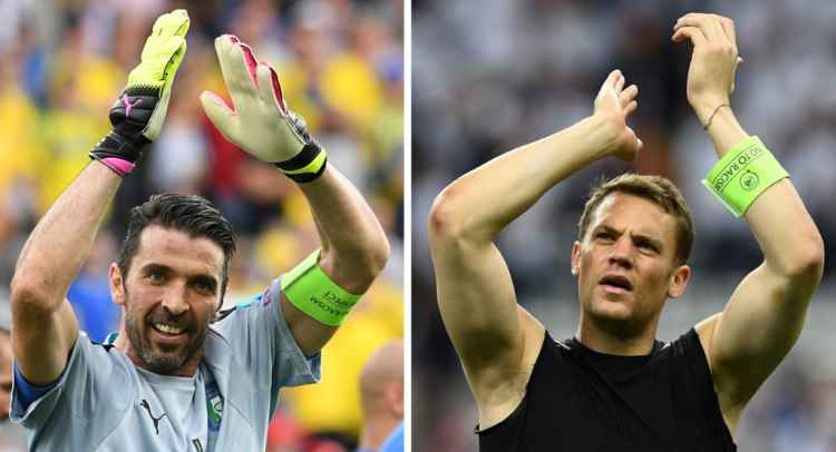 Duelo das quartas de final da Eurocopa marca encontro de goleiros ícones em suas seleções: Buffon (e) e Neuer (d)