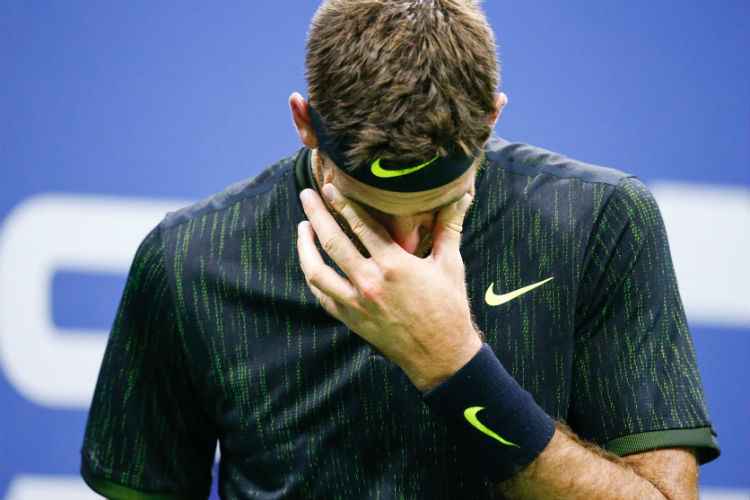 O tenista argentino Del Potro se emociona com a torcida no US Open
