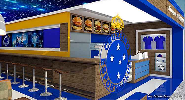 Primeiro projeto do restaurante temático do Cruzeiro, assinado pelo arquiteto Cassiano Storai