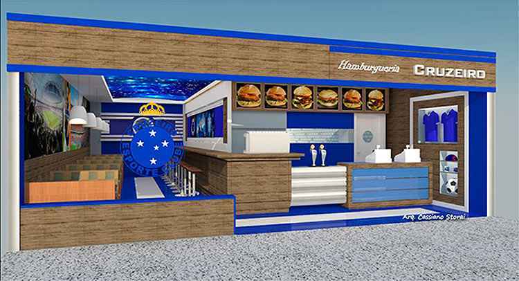 Primeiro projeto do restaurante temático do Cruzeiro, assinado pelo arquiteto Cassiano Storai
