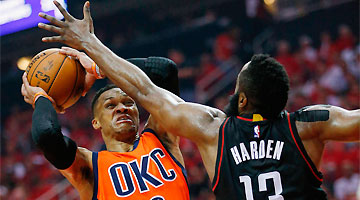 Westbrook, pelo Oklahoma, e Harden, pelo Rockets, estão entre os finalistas