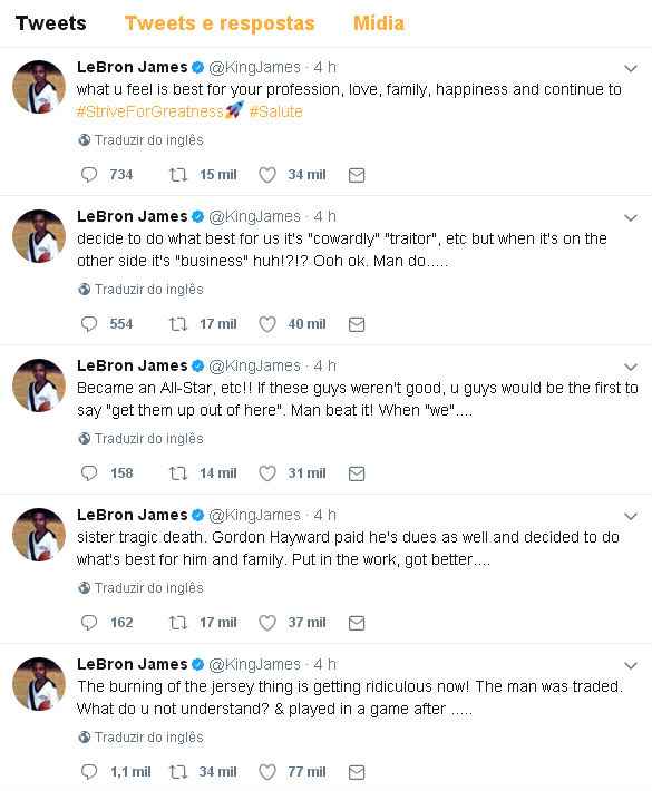 LeBron James não poupou palavras em defesa do companheiro Isaiah Thomas