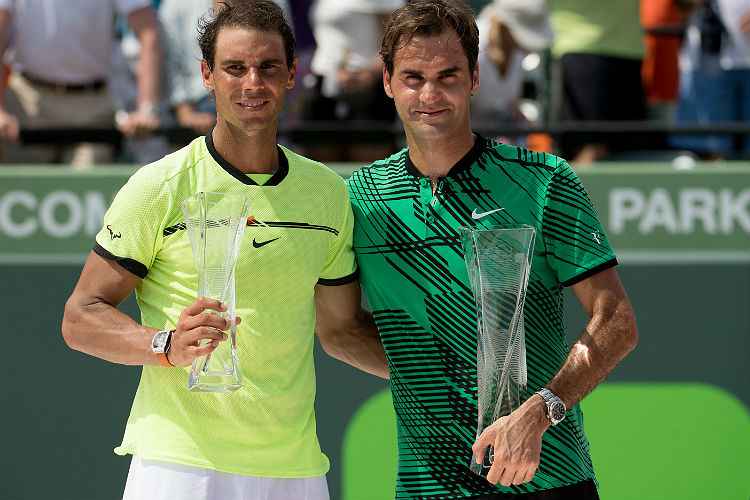 Rafael Nada, de 31 anos, l e Roger Federer, de 36, seguem em alto nível no circuito mundial
