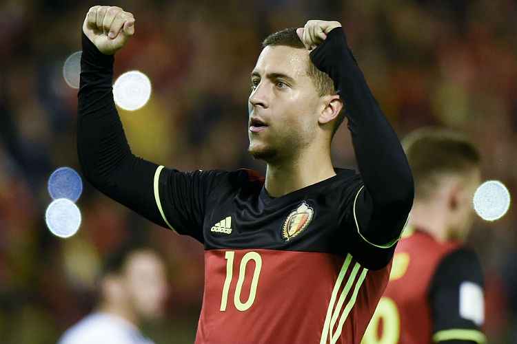 Eden Hazard, meio-campista belga, abriu o marcador na goleada por 4 a 0 diante do Chipre, em Bruxelas