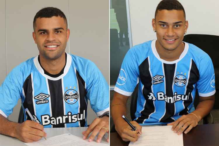 Alisson e Thonny Anderson assinaram contrato com o Grêmio na tarde desta terça-feira
