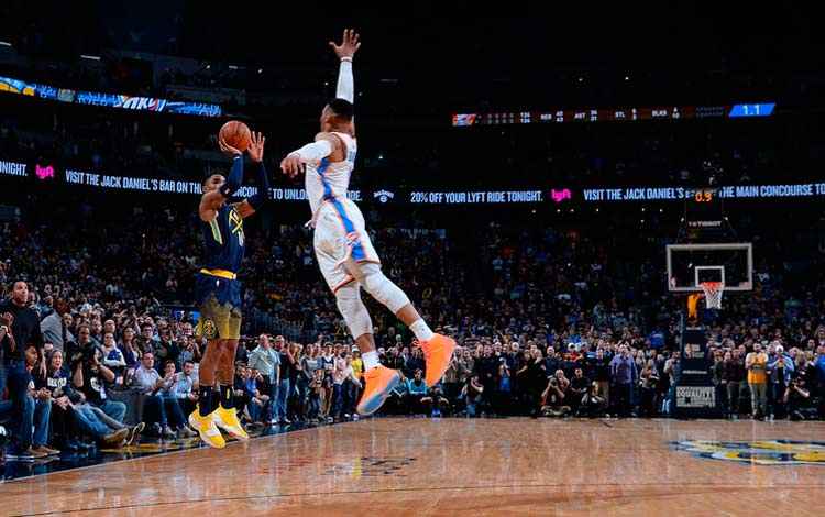 Cesta de três pontos convertida no último lance do jogo por Gary Harris deu a vitória ao Denver Nuggets