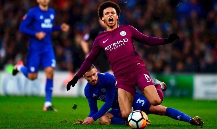 Sané sofreu falta dura na última partida do Manchester5 City e acabou se machucando