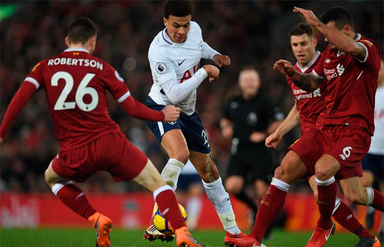 O Liverpool saiu na frente no marcador, e o Tottenham empatou no final da partida