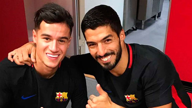 Durante duas temporadas, Coutinho e Suárez atuaram juntos no futebol inglês, pelo Liverpool