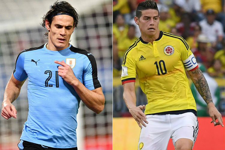 Cavani é outra esperança de gols do Uruguai; James Rodríguez lidera Colômbia na Rússia