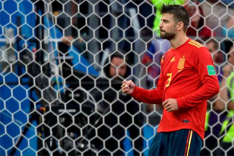 Pique durante a disputa de pênaltis contra a Rússia, que eliminou a Espanha na última Copa do Mundo
