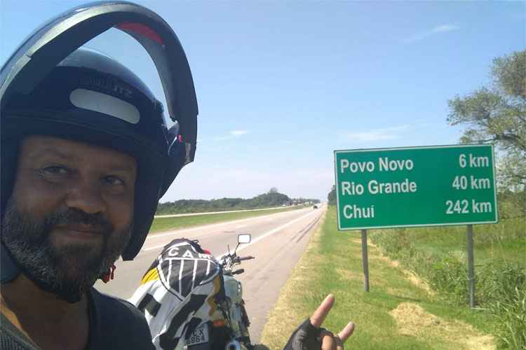 De Porto Alegre, Bruno partiu rumo ao Chuí, extremo sul do Brasil